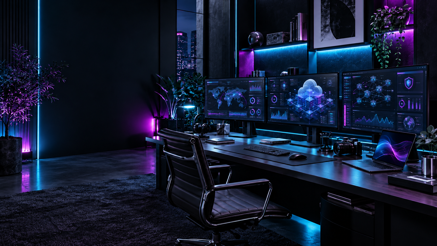Futuristic creative and IT command studio